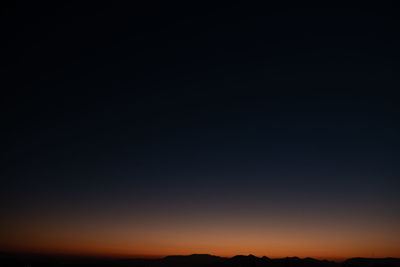 Scenic view of silhouette landscape against clear sky at night