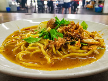 Close-up of food served in plate