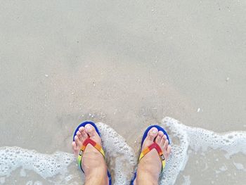 Low section of person standing on beach