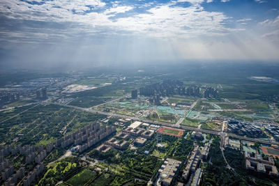 High angle view of townscape against sky