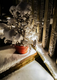 Close-up of temple on table in building
