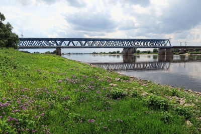 Bridge over river against sky