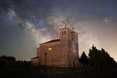 Scenic view of church against sky at night