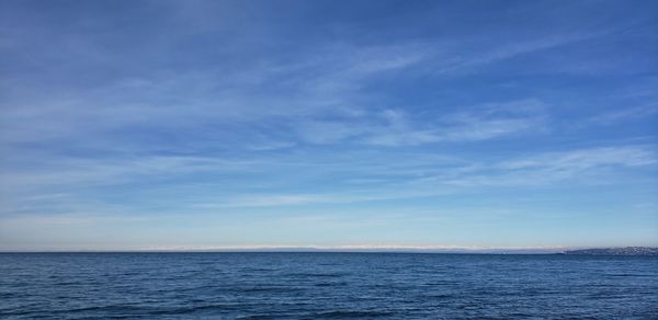 Scenic view of sea against blue sky