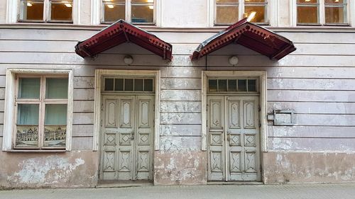 Closed door of building