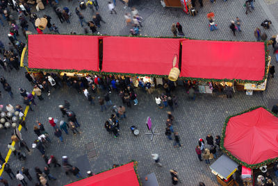 High angle view of crowd in city