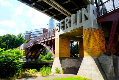 Low angle view of bridge against sky