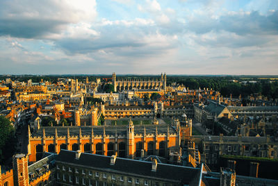 Kings college chapel against cloudy sky in city