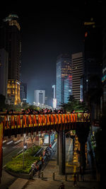 People on street at night