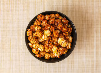 Directly above shot of food in bowl on table