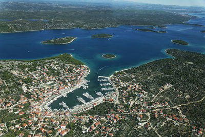 Aerial view of murter island in croatia