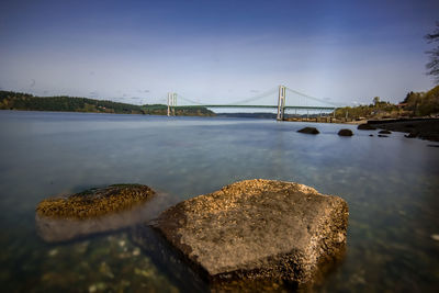 Bridge over river against sky