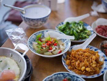 Rice gruel and side dish . concept breakfast thai style