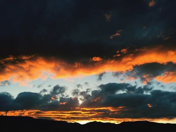 Low angle view of dramatic sky during sunset