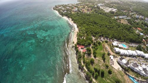 Aerial view of beach against sky