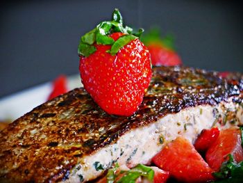 Close-up of strawberries in plate