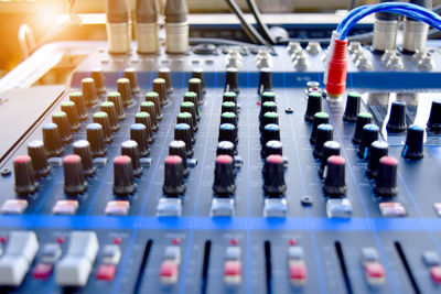 Close-up of sound mixer