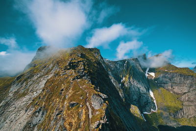 Panoramic view of volcanic mountain against sky