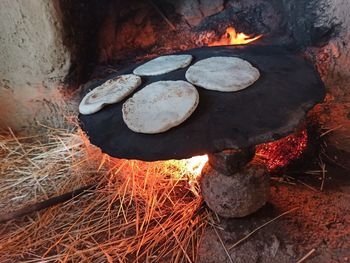 High angle view of firewood