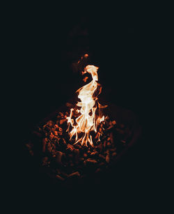 Close-up of fire in the dark