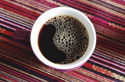 Close-up of coffee in cup on table