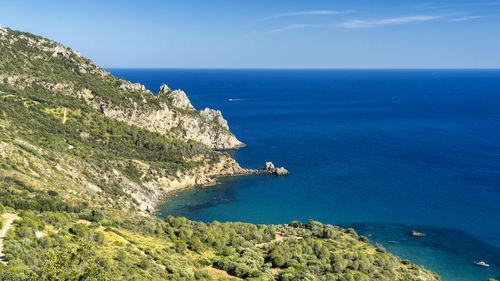 High angle view of sea against sky