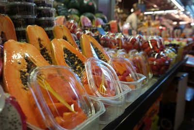 Papayas at market for sale