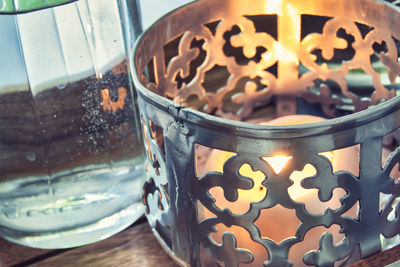 Close-up of glass jar on table