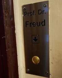 Close-up of text on door