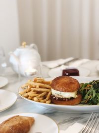 Close-up of food in plate on table