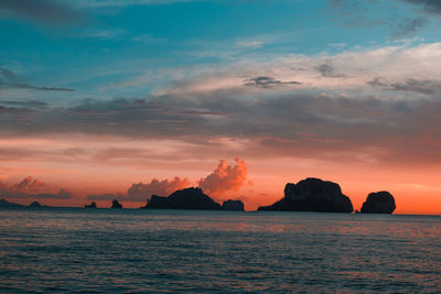 Scenic view of sea against sky at sunset