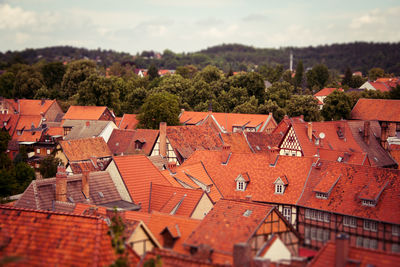 High angle shot of houses