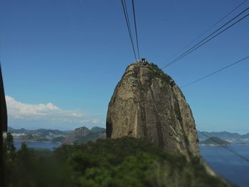 Scenic view of mountains against clear blue sky