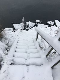 Snow on shore during winter