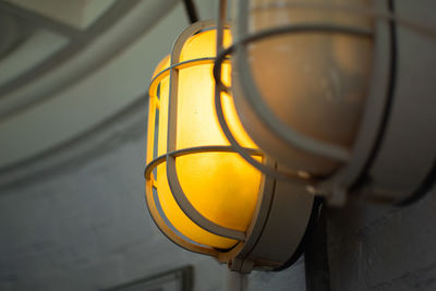 High angle view of yellow electric lamp