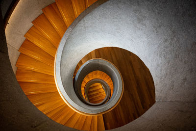 High angle view of spiral staircase