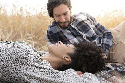 Young couple relaxing outdoors