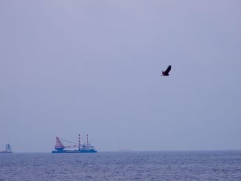 View of calm sea against clear sky