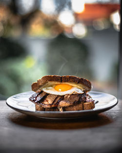 Close-up of breakfast on table