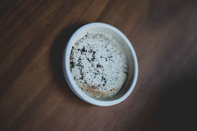 High angle view of coffee on table