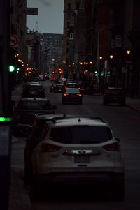 Traffic on city street at night
