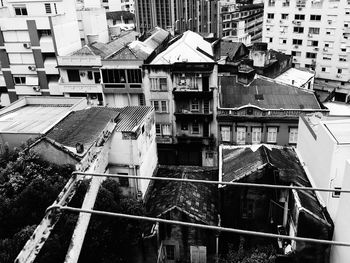 High angle view of buildings in city