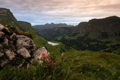 Scenic view of mountains against sky