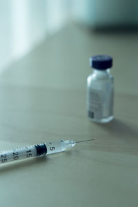 Close-up of bottle on table