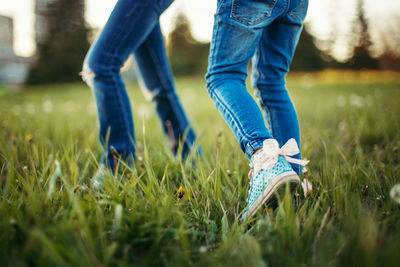 Low section of girls on field