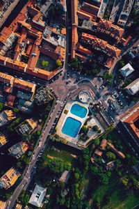 High angle view of buildings in city