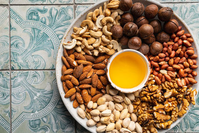 Directly above shot of food in bowl on table