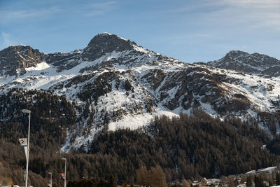 Silvaplana, switzerland, february 21, 2023 incredible winter panorama at the lake of silvaplana