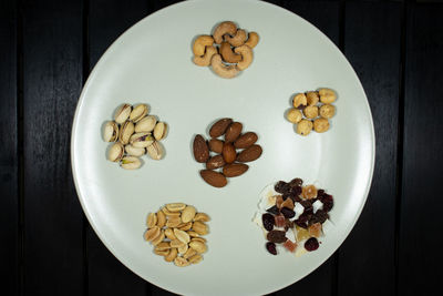 High angle view of breakfast on table