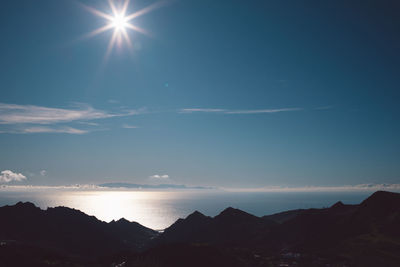 Scenic view of silhouette mountains against sky